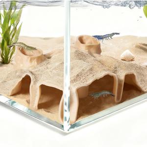 Aquarium Corner Cave, Underground Aquarium Cave Tunnel, Corner Viewing Fish Tank Hideout, Under Gravel Tunnel for Fish and Shrimp (Yellow)