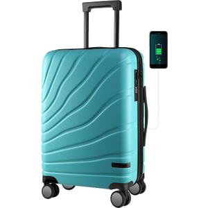 VANKEAN Carry On Luggage with Spinner Wheels & TSA Lock, Expandable Fashionable Hard Shell Suitcase airline approved20 Inch Carry-OnLake Blue