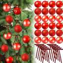Liliful 30 Pcs Red 2.36'' Christmas Balls Ornaments with 30 Pcs Velvet Bows for Christmas Tree Shatterproof Plastic Hanging Ornaments Decorations for Holiday Wreath Indoor Outdoor Party Decor