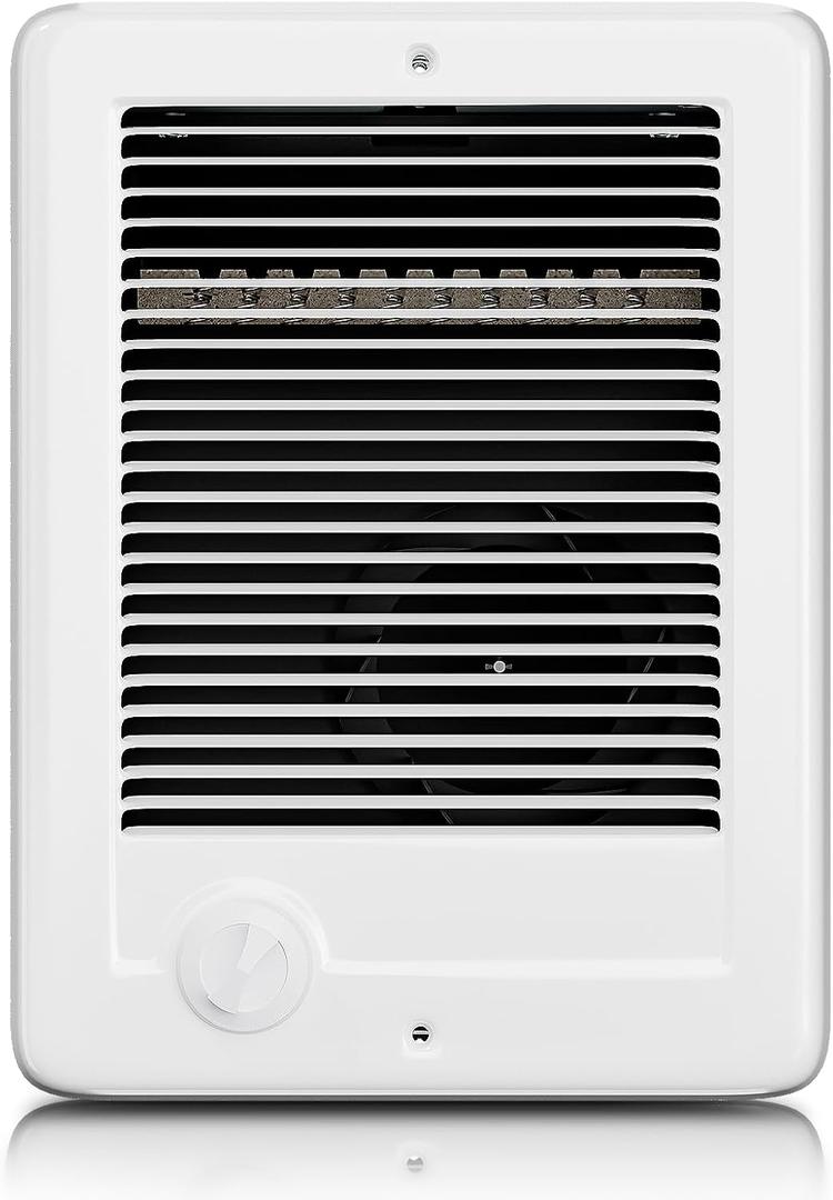 CSC152TW Electric Wall Heater with Thermostat (Part 67506) 1500/1125W 240/208V 5120/3840 BTU, Dual-Power Recessed Heater with Quiet Fan, White for Medium/Large Spaces