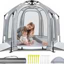 Baby Playpen with Canopy, Portable Baby Beach Tent, Toddler Play Yard Indoor and Outdoor, Foldable Mosquito Net for Infant - Grey