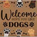 Welcome Hope You Like Dogs Door Mat, Cute Dog Paws Print Artificial Coir Front Door Mat Indoor Outdoor Entrance, Funny Dog Paw Welcome Doormat Rug for Porch Entryway Patio Decor, 17X30 Inch