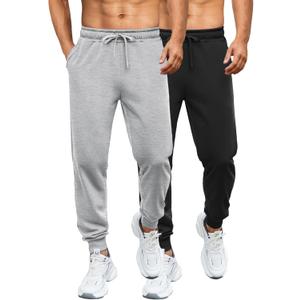 COOFANDY Men's Athletic Joggers Casual Gym Sweatpants Workout Running Track Pants with Pockets (X-Large, 2 Pack: Black/Light Grey)