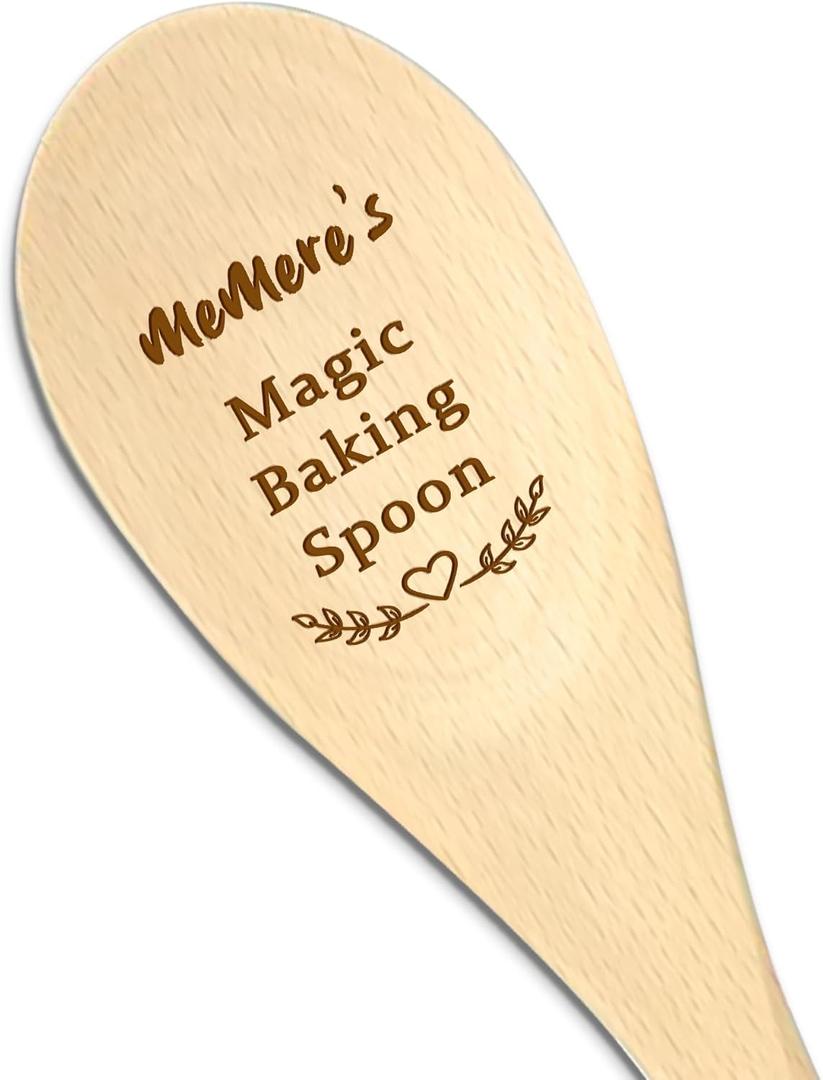 Memere Cooking Wooden Spoons - Memeres Gifts Mothers Day Wood Spoons, Gifts for Memeres from Grandkids Wooden Cooking Utensils, Memere's Magic Kitchen Gift Kitchen Accessories, 12 Inch
