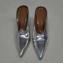Kluolandi Metallic Heeled Mules for Women Sexy Pointed Closed Toe Slip On Wedge Mule Pumps Heels, Size 38