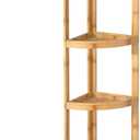 2026 New Bamboo Standing Shelf, 4 Tier Corner Shelf Stand, Free-Standing Shelf Units, Triangular Curved Corner Shelf Stand for Space-Saving Display Ideal for Bathroom/Kitchen/Living Room Storage