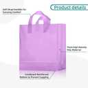 Weewooday 100 Pcs Frosted Plastic Gift Bags with Handles for Small Business Clear Shopping Bags with Cardboard Bottom,4 Sizes (Purple)