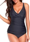 Two Piece Tankini Tops Bikini Bottoms For Women's Twist Swimwear-Black 22W