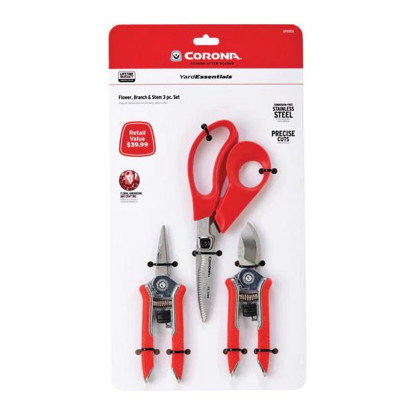 CORONA® SP10003 Garden Tool Set, 3-Piece, Stainless Steel Blade, Metal 