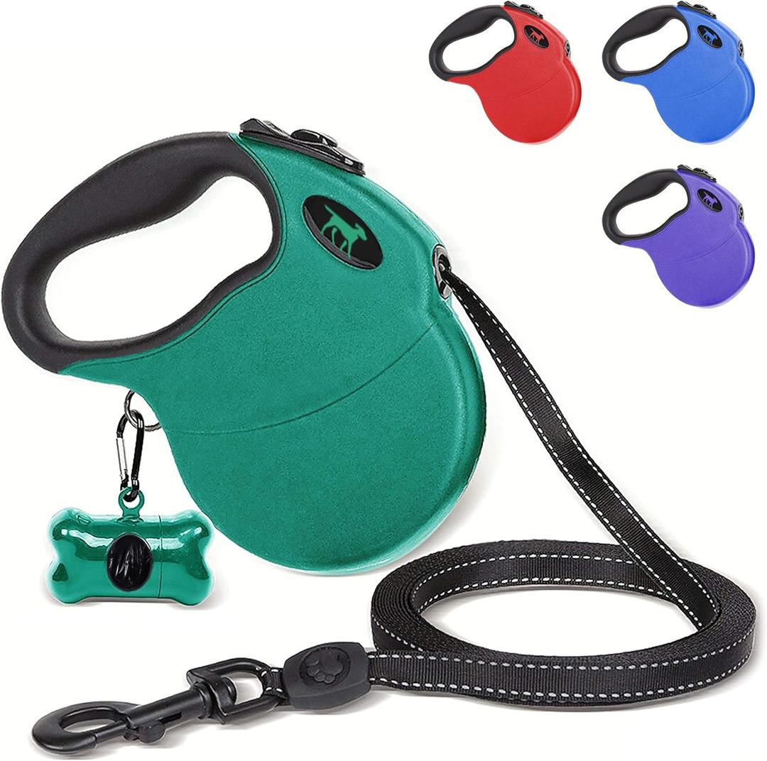Tuff Pupper Heavy Duty Retractable Dog Leash | 16 ft Dog Leash with Reflective Stitching for Nighttime Safety | One Button Lock and Release | Comfortable Hand Grip | for Dogs Up to 120 lbs (X-Large, Quetzal Green)