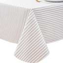 LIBERECOO 60" Square Vinyl Tablecloth with Flannel Backing, Grey Stripe Stain-Resistant Tablecloths Waterproof Oil-Proof Wipeable Table Cover for Indoor/Outdoor Picnic, BBQ, Pack of 4