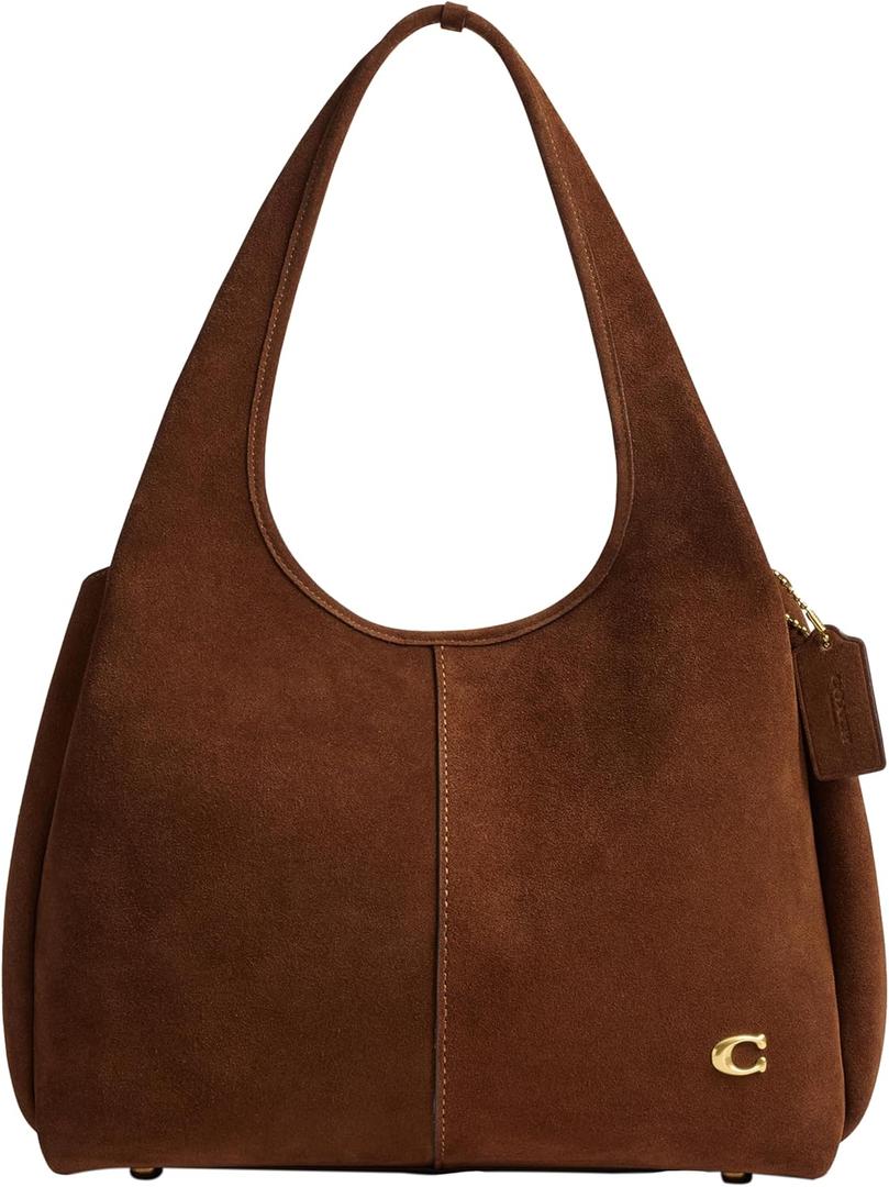 COACH womens Polished Pebble Leather Lana Shoulder Bag (One Size, Warm Brown Suede)