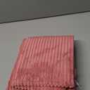 Home Brilliant 24x24 Pillow Covers Pink Decor Striped Velvet Corduroy Euro Sham Large Square Pillowcase for Sofa Bed, 60cm, Set of 2, Dry Rose Pink