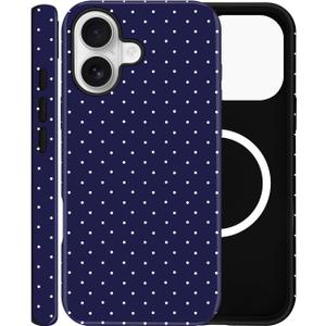 ZOEVEES Magnetic Case for iPhone 17, Compatible with MagSafe, Aesthetic Polka Dot Cute Design for Women, Hybrid 2-Layer Hard Shell Phone Cover, Blue