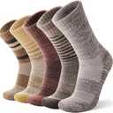 ANTSANG Merino Wool Hiking Socks for Men & Women 5 Pairs Thermal Warm Winter Thick Cushion Moisture Wicking Crew Boot Socks (Large, Yellow)