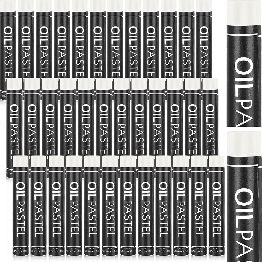 Geyoga 36 Pcs Soft Oil Pastels Bulk Artists Oil Crayons Single Color Creamy Pastels for Art Painting Drawing Blending for Artists(White)