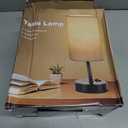 ZJOJO Table Lamp for Bedroom Set of 2, Bedside Small Lamps with 3 Way Dimmable Rocker Switch and AC Outlet, Nightstand Desk Lamp with Flaxen Fabric Shade Black Base for Living Room Home Decor Lights (14.5inch)