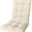 Rocking Chair Cushion Durable Comfort Patio Chair Cushion Non-Slip Bottom Pads with Ties for Dining Garden Balcony Office 22x16x3.1+16x17x3.1in Color#1 White
