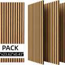 3D Wood Slat Acoustic Wall Panels, 4 Pack,Wall Decor,Warm Oak