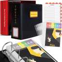 HAUTOCO Show-Bill Binder with Sleeves Theater Program Holder with Contents Page 36 Sheet Top Flap Protectors and Numbering Stickers, D-Ring Binder Organize 8.5" x 5.5" Broadway Show-Bills, Black