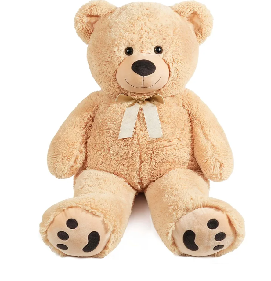 LotFancy 3 Feet Giant Teddy Bear Stuffed Animal, 39 inch Large Bear Plush Toy with Footprints for Birthday, Anniversary, for Her, Women, Girlfriend, Wife, Color: Light Brown