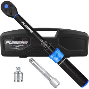 3/8" Drive Inch Pound Torque Wrench 20-240 in.lb, 3% Accuracy, Dual-Direction 72-Tooth Small Torque Wrench Set with Extension Bar 3/8" Adapter for Bike Motorcycle Car Maintenance