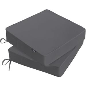 Outdoor Chair Cushions 24 x 24 x 4 Inch, Waterproof & Fade Resistant Patio Seat Cushion for Furniture with Handle and Ties, Thick Seating Pads for Outside Sofa Couch Set of 2, Grey