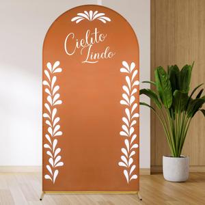 Mexican Talavera Arch Stand Covers Wedding Cielito Lindo Backdrop Round Top Arch Cover Fabric for Mexico Party Baby Shower Stand Decoration 4 x 7ft