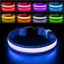PcEoTllar Light up Dog Collar for Night Walking - LED Dog Collar Light Rechargeable Color Changing, Glow in The Dark Dog Collars Waterproof Glowing Dog Collars for Large Small Medium Dogs (M(15 inch-19.7 inch), Blue)