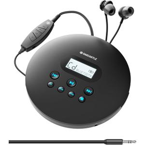 CD Player Portable, Rechargeable Bluetooth 12Hr Personal CD Player Discman for Car (AUX only) and Travel | Headphones, LCD Screen, Anti-Skip, Oakcastle CD100 Walkman and Portable CD Player