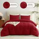 CozyLux Queen Comforter Set Dark Red, 3 Pieces Solid Comforters Queen Size Breathable Quilted Bedding Sets, Luxury Soft Lightweight Bed Set with Down Alternative Comforter and 2 Pillowcases All Season