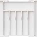 Lifewit Silverware Drawer Organizer, Expandable Utensil Tray for Kitchen, BPA Free Flatware and Cutlery Holder, Adjustable Plastic Storage for Spoons Forks Knives, Large, White (XL(13-22''W x 15"D))