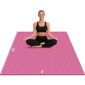 Large Gymnastics Mat for Gymnastics Bar, 6'x4' Extra Thick Exercise Mat for Home Gym Workout (Pink)