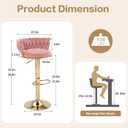 VECELO Bar Stool, Adjustable Barstools Counter Height Stools with Back and Arm, Velvet Woven Kitchen Island Stools w/Gold Metal Leg Base, 360 Swivel Bar Chair, Pink