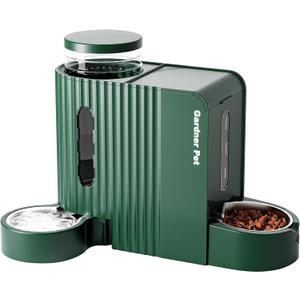 Gardner Pet Automatic Gravity Pet Feeder, 0.8 Gallons*2 Dog Feeder and Water Dispenser Set 100% BPA-Free, 2-in-1 Gravity Feeder with Stainless Steel Bowl for Dogs, Cats, Rabbits, Puppies (Green)