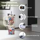 30oz Flag Tumbler With Handle & Straw - Patriotic Insulated Stainless Steel Cup For Travel & Tailgating - Leakproof American Themed Water Bottle For Men & Women