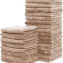 Sunny zzzZZ 24 Pack Kitchen Dishcloths - Does Not Shed Fluff - Reusable Dish Towels, Dish Cloths, Super Absorbent Coral Fleece Cleaning Cloths, Nonstick Oil Washable Fast Drying, 7 x 9 Inch (Brown)