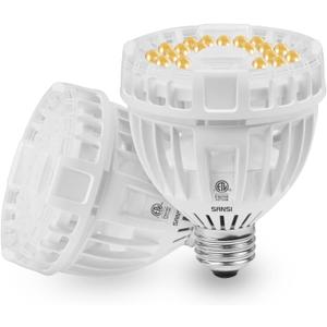 SANSI P25 15W Grow Light Bulbs, LED Full Spectrum 200W Equiv. High PPFD Plant Light Bulbs, Energy Saving 4000K Daylight Grow Lights for Indoor Plants, Medium E26 Base, 2-Pack