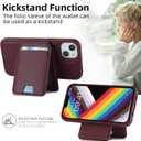 for iPhone 15 Plus Wallet Case magsafe Compatible with Card Holder for Women Men 2 in 1 Detachable Magnetic Shockproof Phone case Stand Leather Credit Card Slots-Wine Red