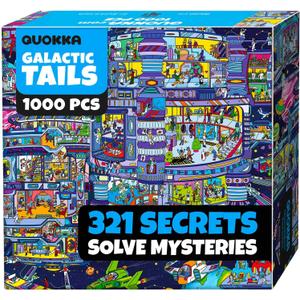 QUOKKA 1000 Piece Jigsaw Puzzle for Adults Galactic Tails  Premium Box Packaging with Extra Fun Challenges - Stunning Galaxy Dog Puzzle - Perfect for Relaxation & Creativity & Gift Giving