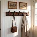 SKOLOO 30-Inch Walnut Wood Coat Rack Wall Mount with 5 Triple Hooks - Ideal for Family Entrances, Classrooms, and Pet Supplies Storage - Perfect Coat Hooks for Wall