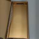 Plastic Gold Vanity Tray with Handles, Small Decorative Tray Desktop Storage Organizer for Bathroom, Living Room, 13.7"*5.9"*1.37"