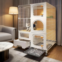 Indoor Cat Cage with Litter Box,Complimentary Cat Bed, Bowl,Teaser Wand，Cat House with Wheels Outdoor, Large Cat Enclosure, Small Animal，Lots of Presents
