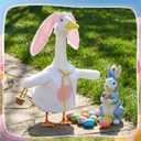 Easter Goose Outfit for Porch Goose, Bunny Porch Outfits Lawn Goose Clothing Costume for 23 Inch Outdoor Yard Garden (White)