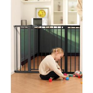 Babelio 36" Tall Baby Gate, 29-48" Auto-Close and Pressure Mounted Baby Gate for Stairs, Doorways, Hallway, PressGuard P7, Easy Walk Thru Pet Gate, Black
