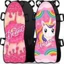 2 Pcs 45" Large Foldable Snow Sled for Kid Adult Toboggan with Reinforced Bottom Sturdy Fabric Stitching Ergonomic Handle Fits 2 Kid or 1 Adult Portable Winter Sled for Family