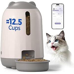 PAPIFEED Automatic Cat Feeder, 2.4G WiFi Auto Cat Food Dispenser with App Control, 3L Auto Pet Feeder with Dual Power Supply, Detachable for Easy Clean for Cats and Small Dogs, Grey