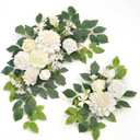 Wedding decor (pack of 2) Welcome Sign Flower Backdrop Garland For Ceremony Reception Wall Easel Home Decoration Entryway Faux Outdoor Board Head Table Decor (White)