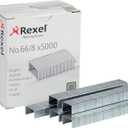 Rexel No.66/8 mm Heavy Duty Staples, for Stapling up to 40 Sheets, Use with The Rexel Giant and Goliath Staplers, Box of 5000, 6065, Silver