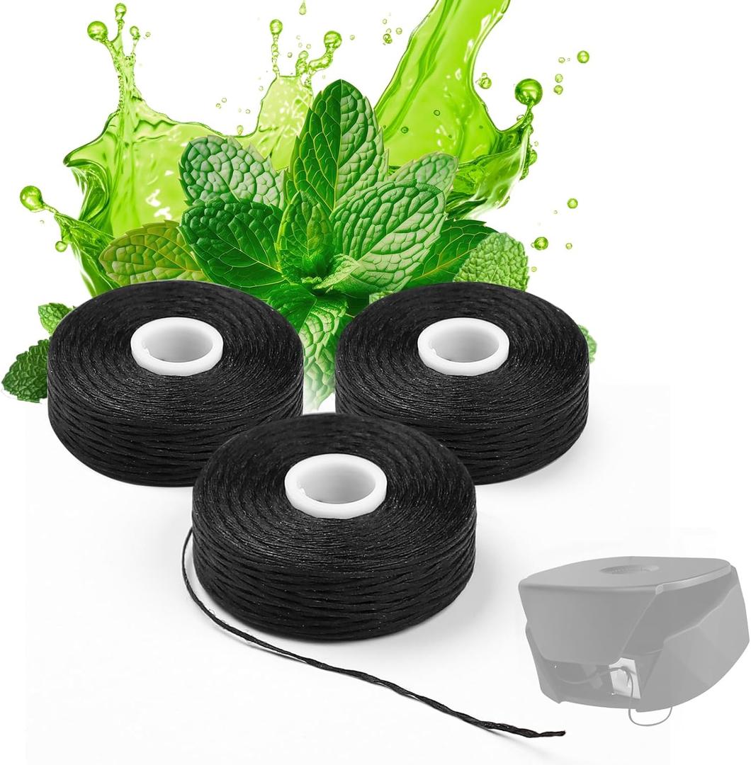 3 Pack Floss Refill Compatible with Burst Refillable Dental Floss Dispenser, Mint Flavor Bamboo Charcoal Floss for Food Residues Removal, Waxed, BPA-Free, 3 x 54 Yds